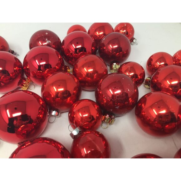 33 Red Shiny Christmas Tree Ornaments - Picture 3 of 13
